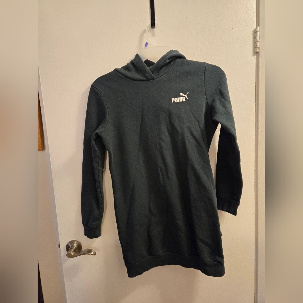 Puma Essentials Hooded Fleece Dress, Women's Size S, Green